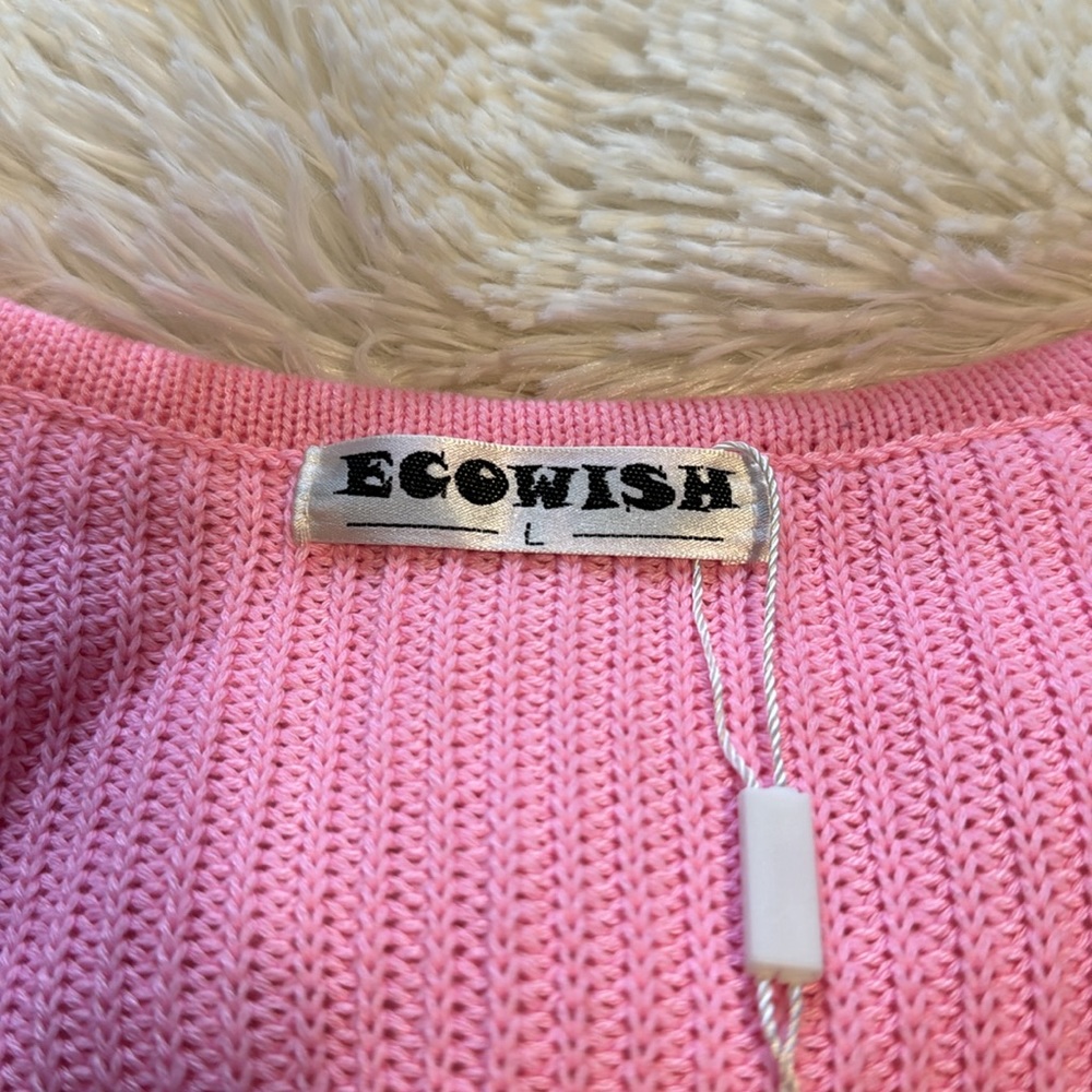 ECOWISH Rainbow 🌈 Block Striped Draped Open Front Cardigan L NWT - Picture 11 of 16